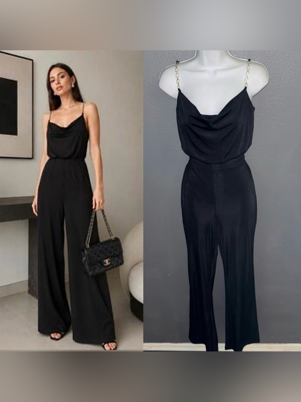 Jason Wu New w $325 Tags Black Cowl Neck Wide Leg Jumpsuit XS - Small